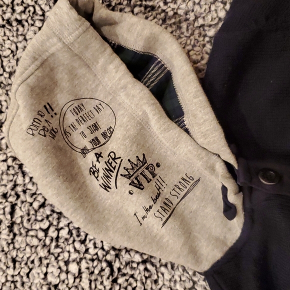 Brums Brand Knit Hoodie Sweater Navy/Gray Boys Size 8 - Picture 2 of 4